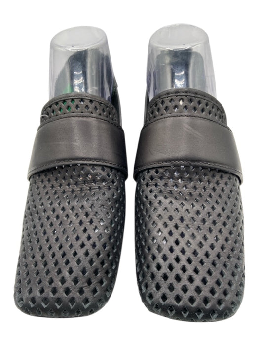 Mercedes Castillo Shoe Size 8 Black Leather Square Toe Cut Outs Block Heel Flats Black / 8