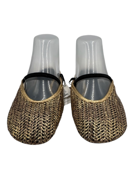 Zara Shoe Size 38 Gold & Black Manmade Material Woven Metalic Threading Flats Gold & Black / 38