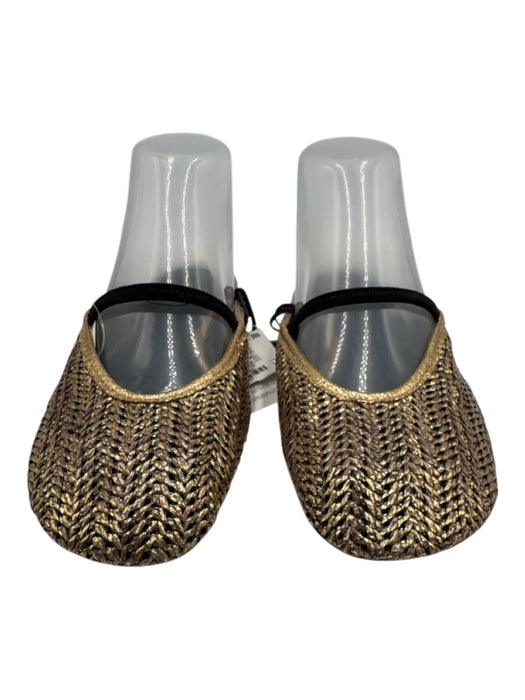 Zara Shoe Size 38 Gold & Black Manmade Material Woven Metalic Threading Flats Gold & Black / 38