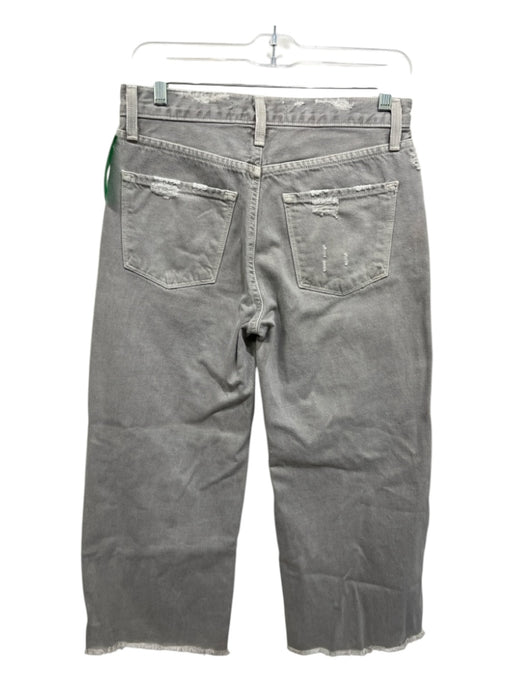 J Brand Size 26 Gray Cotton Denim Ripped Whiskering Frayed Hem Wide Leg Jeans Gray / 26