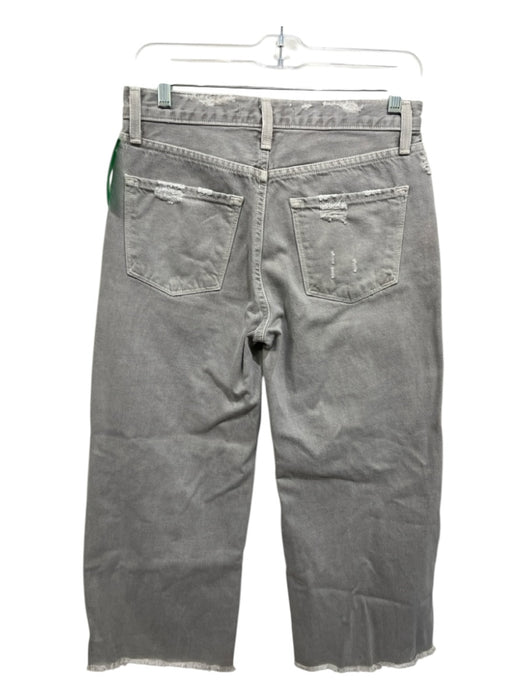 J Brand Size 26 Gray Cotton Denim Ripped Whiskering Frayed Hem Wide Leg Jeans Gray / 26