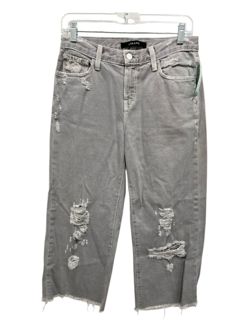 J Brand Size 26 Gray Cotton Denim Ripped Whiskering Frayed Hem Wide Leg Jeans Gray / 26