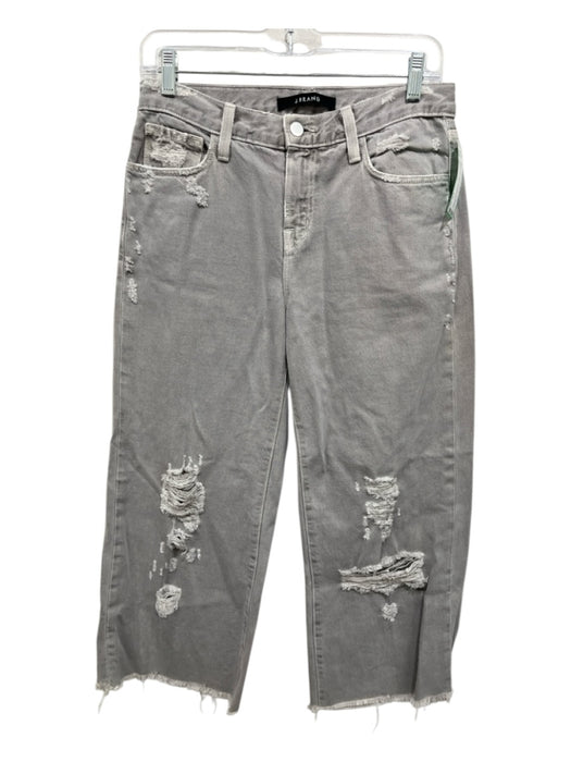 J Brand Size 26 Gray Cotton Denim Ripped Whiskering Frayed Hem Wide Leg Jeans Gray / 26