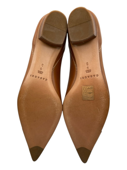 Casadei Shoe Size 9 Brown Leather Contrast Stitching Pointed Toe Flats Brown / 9