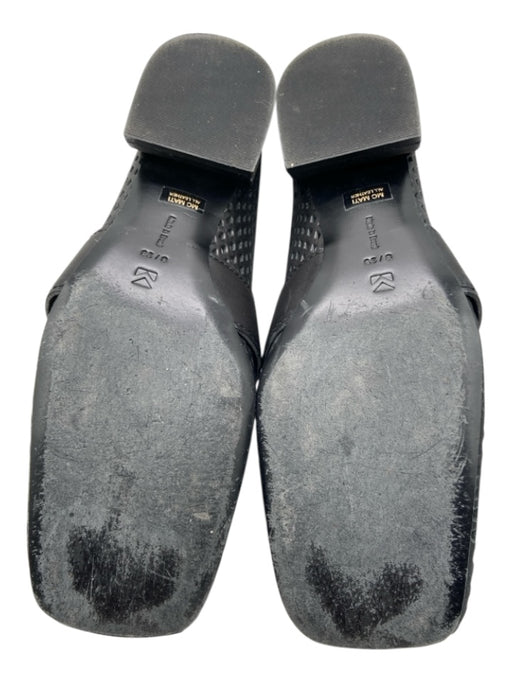 Mercedes Castillo Shoe Size 8 Black Leather Square Toe Cut Outs Block Heel Flats Black / 8