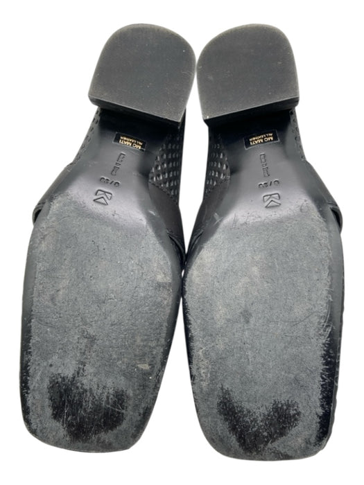 Mercedes Castillo Shoe Size 8 Black Leather Square Toe Cut Outs Block Heel Flats Black / 8