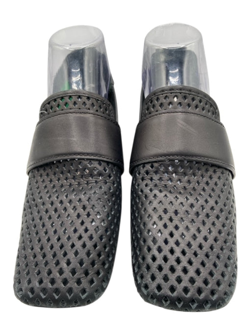 Mercedes Castillo Shoe Size 8 Black Leather Square Toe Cut Outs Block Heel Flats Black / 8