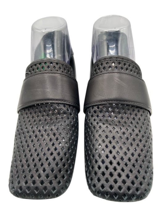 Mercedes Castillo Shoe Size 8 Black Leather Square Toe Cut Outs Block Heel Flats Black / 8