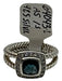 David Yurman Blue & Silver 925 Sterling Silver Square Cut Pave Diamonds Ring Blue & Silver