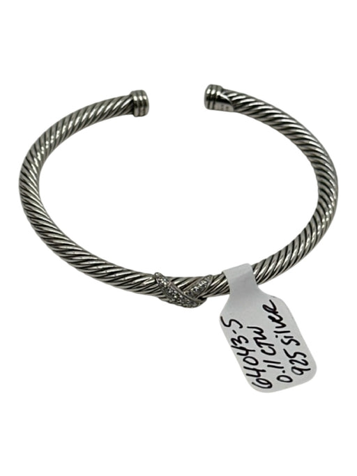 David Yurman Silver 925 Sterling Silver Cable X Crossover Open Cuff Bracelet Silver