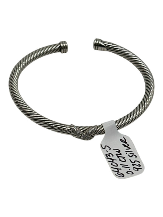 David Yurman Silver 925 Sterling Silver Cable X Crossover Open Cuff Bracelet Silver