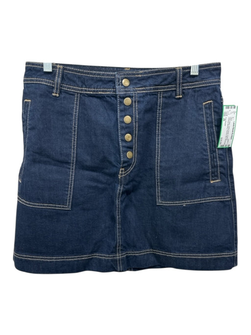 Free People Size 29 Dark Wash Cotton Denim Butterfly Contrast Stiching Skirt Dark Wash / 29