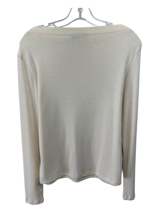 MNG Size L Cream Polyester & Viscose Long Sleeve Boat Neck Ribbed Top Cream / L