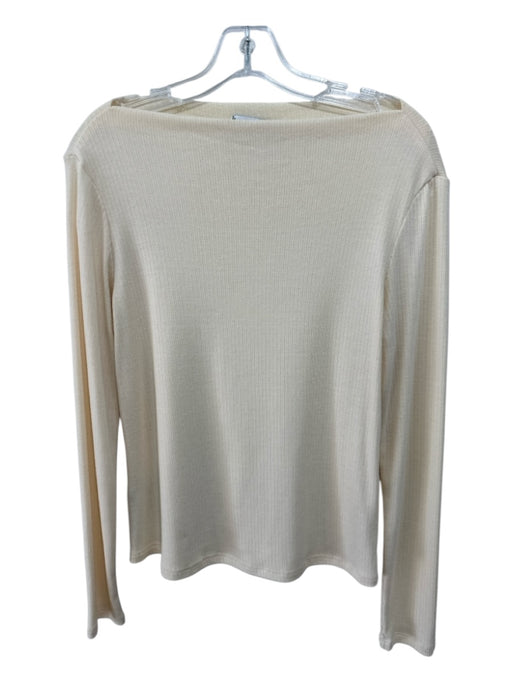 MNG Size L Cream Polyester & Viscose Long Sleeve Boat Neck Ribbed Top Cream / L