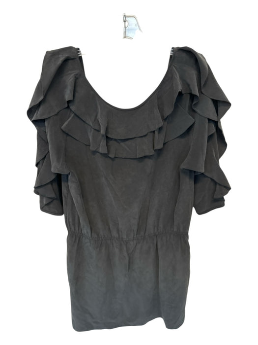 Tibi Size 6 Black Silk Long Balloon Sleeve Ruffles Low Back Elastic Waist Dress Black / 6