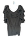 Tibi Size 6 Black Silk Long Balloon Sleeve Ruffles Low Back Elastic Waist Dress Black / 6