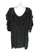 Tibi Size 6 Black Silk Long Balloon Sleeve Ruffles Low Back Elastic Waist Dress Black / 6
