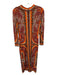 Emilio Pucci Size Est S Orange & Brown Silk Long Sleeve Scallop Print Maxi Dress Orange & Brown / Est S