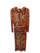 Emilio Pucci Size Est S Orange & Brown Silk Long Sleeve Scallop Print Maxi Dress Orange & Brown / Est S