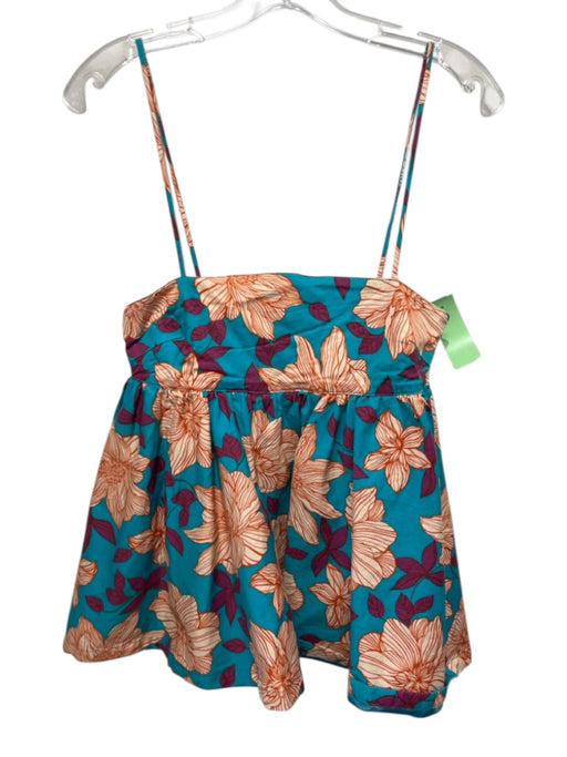 Autumn Adeigbo Size 4 Blue, Orange, pink Cotton Empire Waist Floral Babydoll Top Blue, Orange, pink / 4
