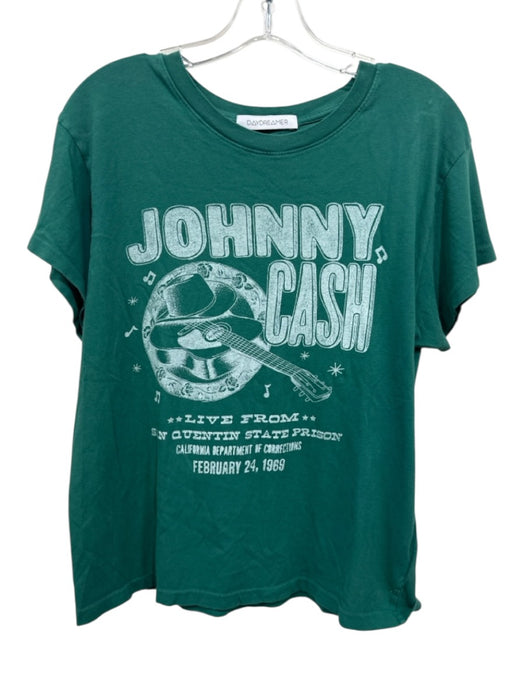 Daydreamer Size M Green & White Cotton Crew Neck T Shirt Top Green & White / M