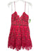 Self Portrait Size 6 Coral Pink & Tan Polyester Floral Lace Overlay V Neck Dress Coral Pink & Tan / 6