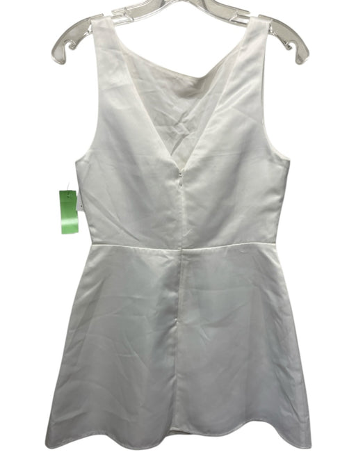Reformation Size 4 Ivory White Polyester High Neck V Back Mini Sleeveless Dress Ivory White / 4
