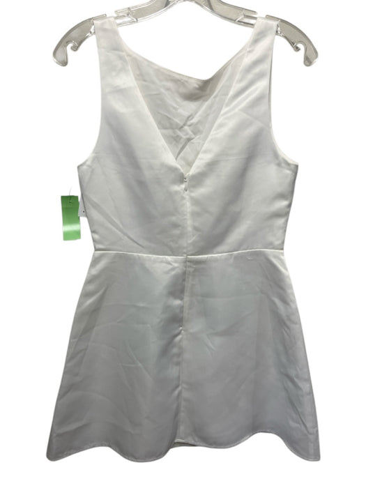 Reformation Size 4 Ivory White Polyester High Neck V Back Mini Sleeveless Dress Ivory White / 4