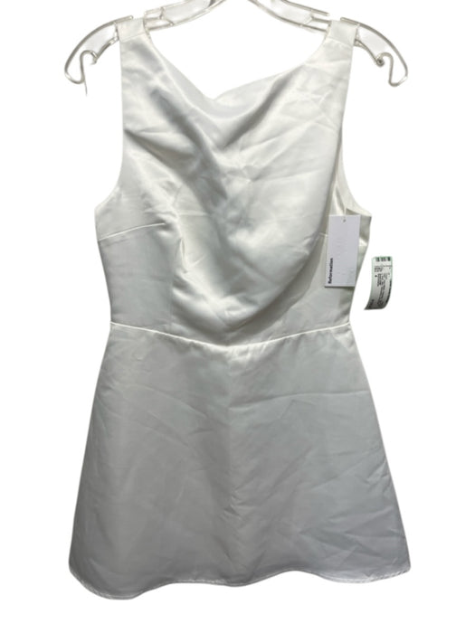 Reformation Size 4 Ivory White Polyester High Neck V Back Mini Sleeveless Dress Ivory White / 4