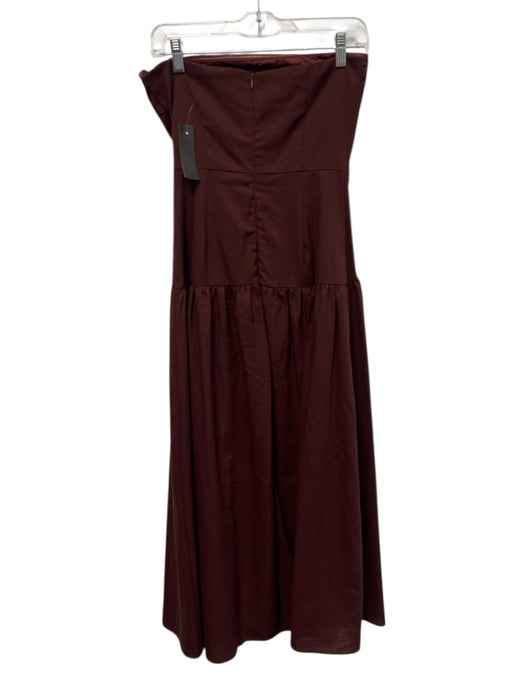Seven Wonders Size Small Brown Red Cotton Strapless Darted Gathered Midi Dress Brown Red / Small