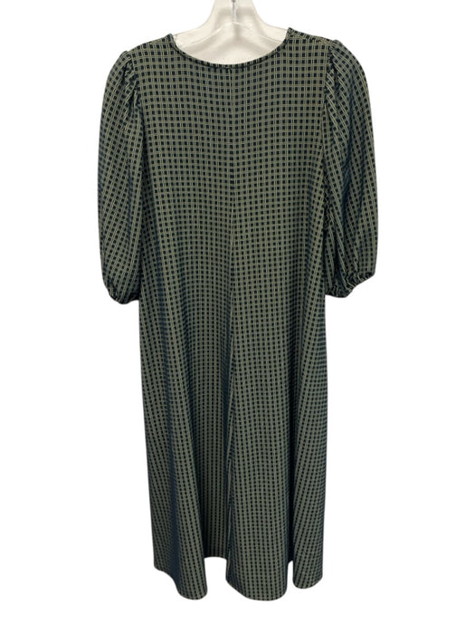 Stine Goya Size Small Light & Dark Green Polyester Blend Short Puff Sleeve Dress Light & Dark Green / Small