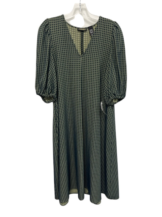 Stine Goya Size Small Light & Dark Green Polyester Blend Short Puff Sleeve Dress Light & Dark Green / Small