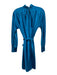 Diane Von Furstenberg Size Small Blue Triacetate Blend Long Sleeve Satin Dress Blue / Small