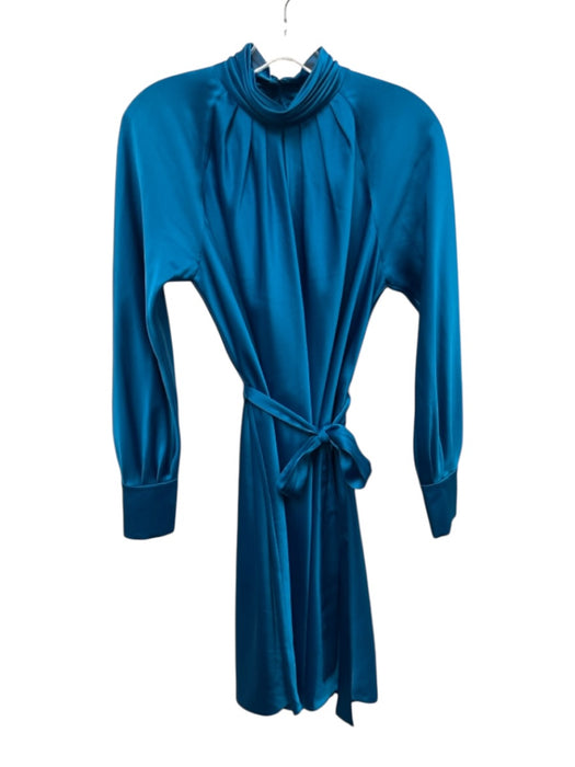 Diane Von Furstenberg Size Small Blue Triacetate Blend Long Sleeve Satin Dress Blue / Small