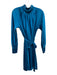 Diane Von Furstenberg Size Small Blue Triacetate Blend Long Sleeve Satin Dress Blue / Small