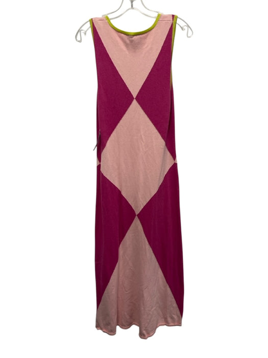 Victor Glemaud Size Medium Pink & Magenta Sleeveless Diamond Print Midi Dress Pink & Magenta / Medium