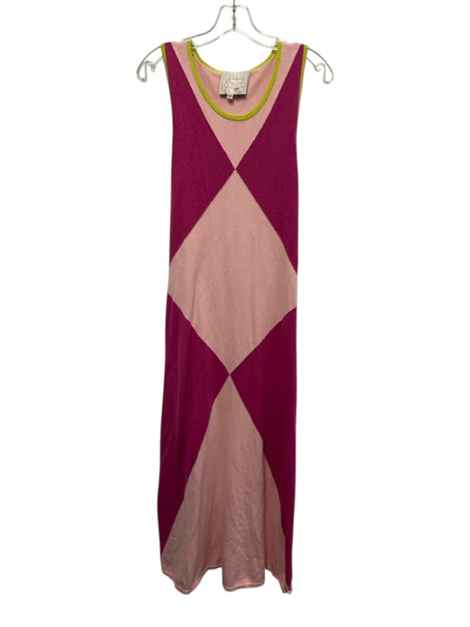 Victor Glemaud Size Medium Pink & Magenta Sleeveless Diamond Print Midi Dress Pink & Magenta / Medium