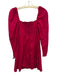 Reformation Size 8 Raspberry Red Cotton Blend Long puff sleeve Gathered Dress Raspberry Red / 8
