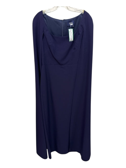 Marchesa Notte Size 6 Navy Blue Polyester Blend Cape Wide Round Neckline Gown Navy Blue / 6