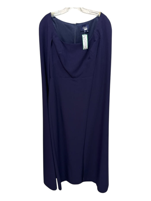 Marchesa Notte Size 6 Navy Blue Polyester Blend Cape Wide Round Neckline Gown Navy Blue / 6