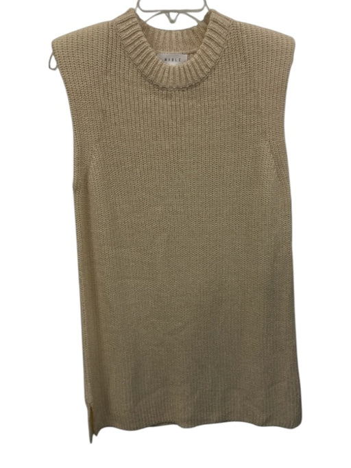 Mable Size Medium Cream White Acrylic Blend Sleeveless Knit Side Slit Dress Cream White / Medium