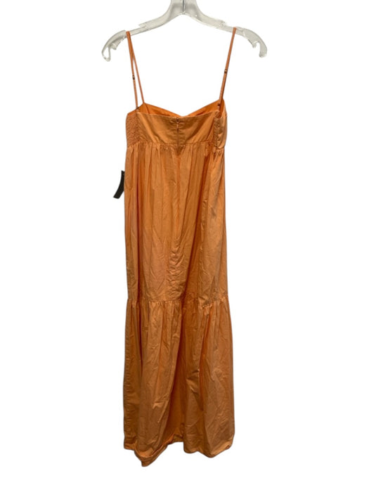 Amanda Uprichard Size Small Light Orange Cotton Spaghetti Strap Gathered Dress Light Orange / Small