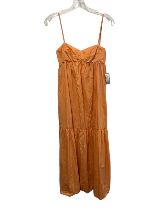 Amanda Uprichard Size Small Light Orange Cotton Spaghetti Strap Gathered Dress Light Orange / Small