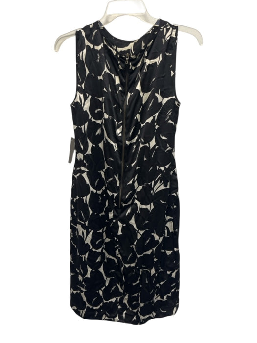 Lanvin Size 38 Black & White Silk Sleeveless Floral Print Back Zip Dress Black & White / 38