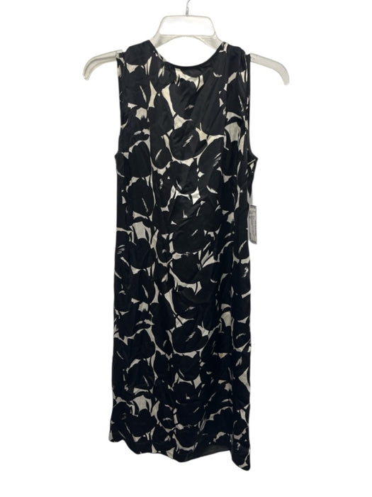 Lanvin Size 38 Black & White Silk Sleeveless Floral Print Back Zip Dress Black & White / 38