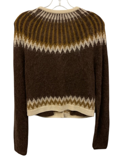 J Crew Size Small Brown & Cream Wool Blend Long Sleeve Abstract Print Sweater Brown & Cream / Small