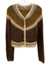 J Crew Size Small Brown & Cream Wool Blend Long Sleeve Abstract Print Sweater Brown & Cream / Small