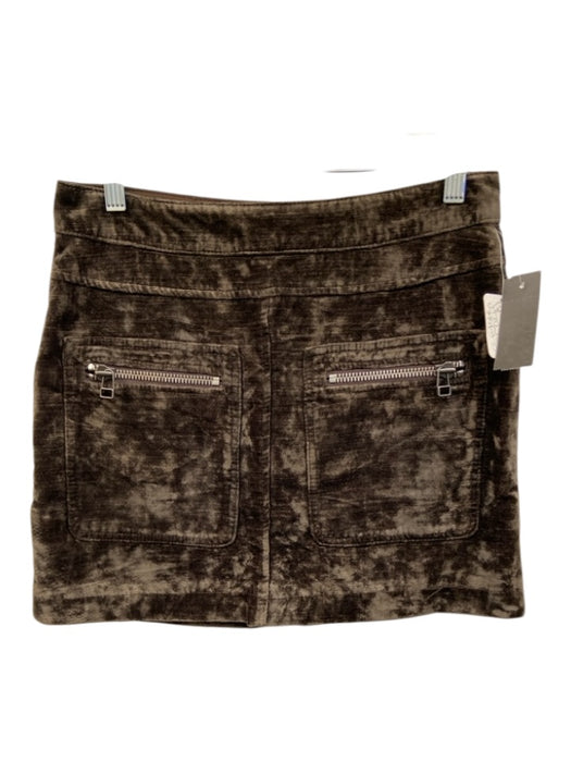 Free People Size 4 Brown Viscose Blend High Rise Crushed Velvet Zip Pocket Skirt Brown / 4