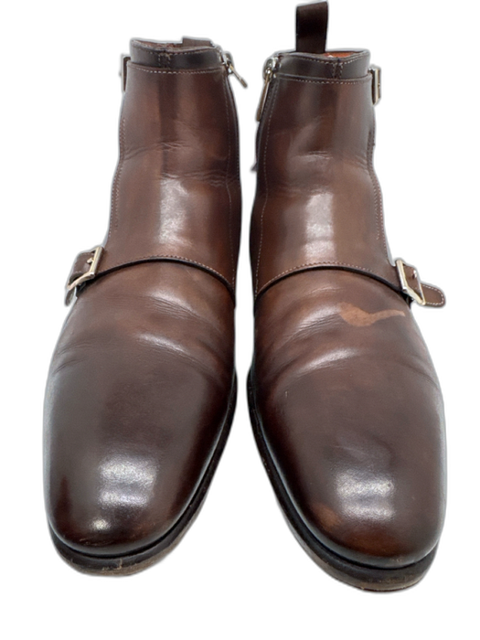 Santoni Shoe Size 11 Brown Leather Buckle Detail Ankle High Men's Shoes Brown / 11
