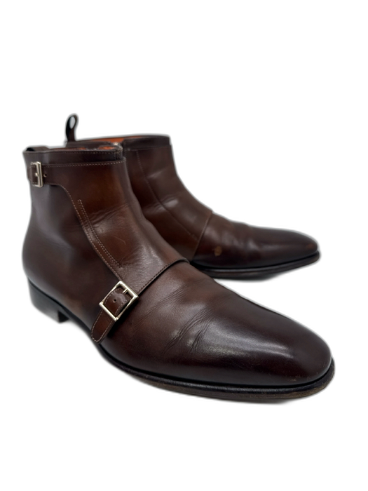 Santoni Shoe Size 11 Brown Leather Buckle Detail Ankle High Men's Shoes Brown / 11
